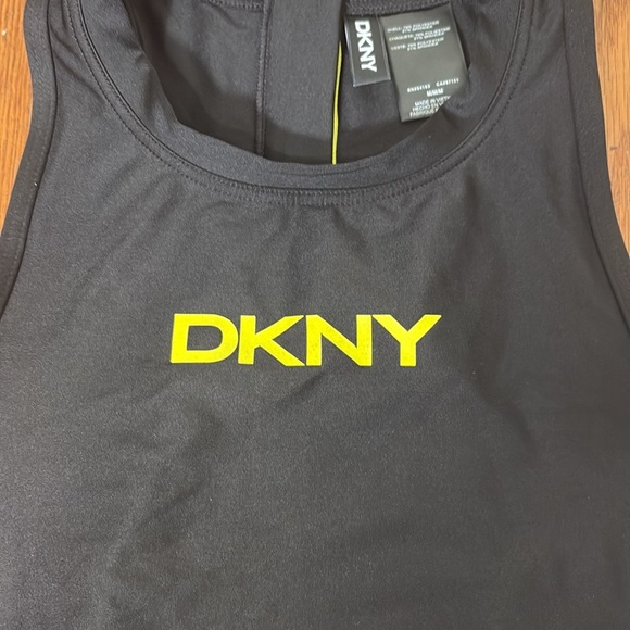 DKNY Black Sleeveless Racerback Pullover Swimwear Bikini Top Size M NWOT Logo - Picture 3 of 6